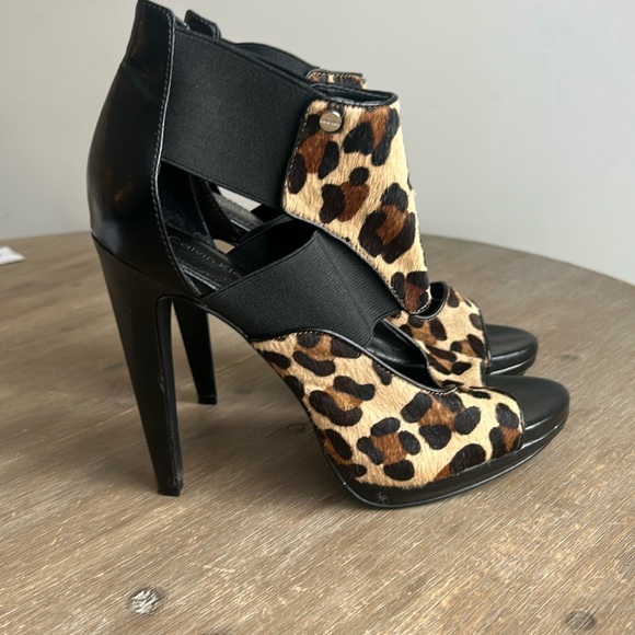 Calvin Klein Sonia Leopard Hair Calf Leather Elastic Platform Stilettos Women’s - Picture 13 of 16